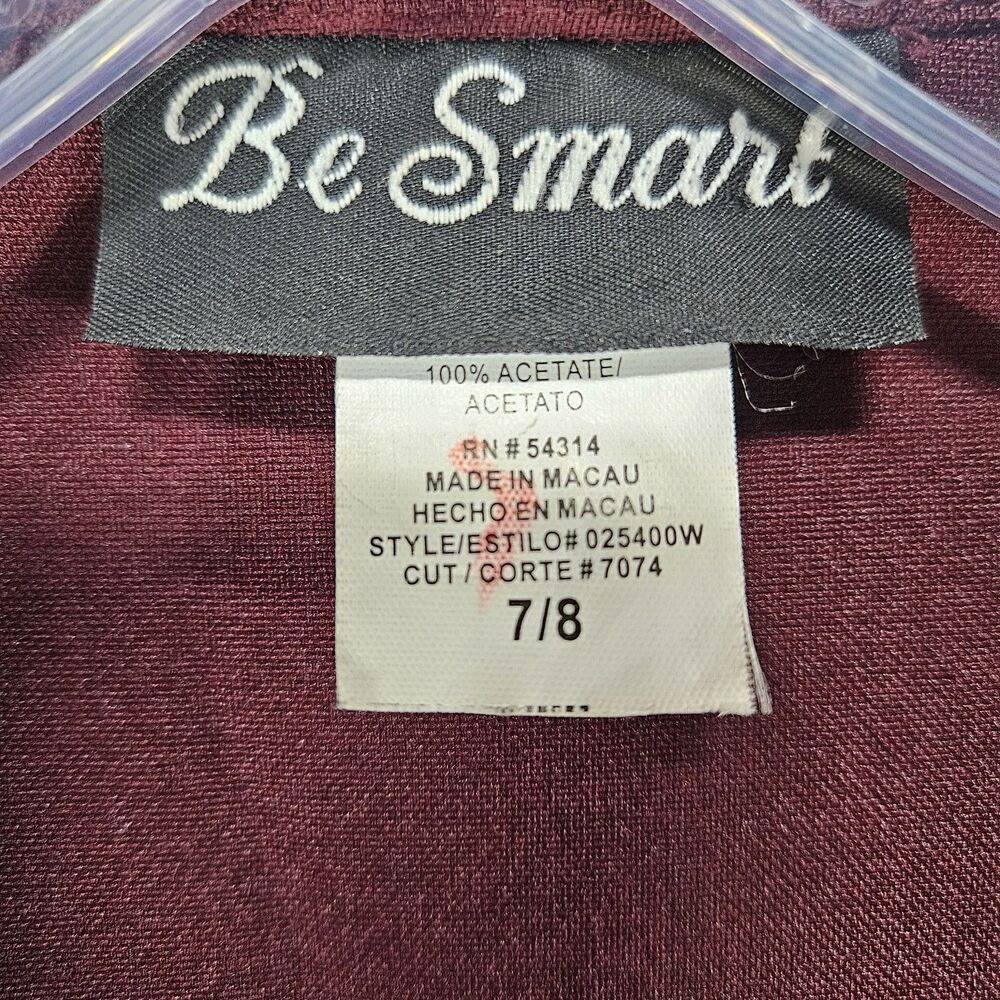 Be Smart Maroon Unlined Dress Blazer Women's Size 7/8 Workwear, Classic, Biz - Picture 5 of 8